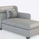 Minimalist Fabric Chaise Lounge with Decorative Throw Pillow 3D Model Right 45 Degree View