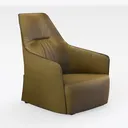 Poltrona in Pelle Trapuntata, Grigio Right 45 Degree View