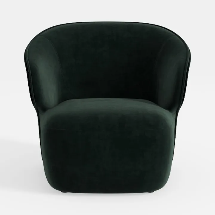 Minimalist Dark Green Velvet Armchair 3D Model