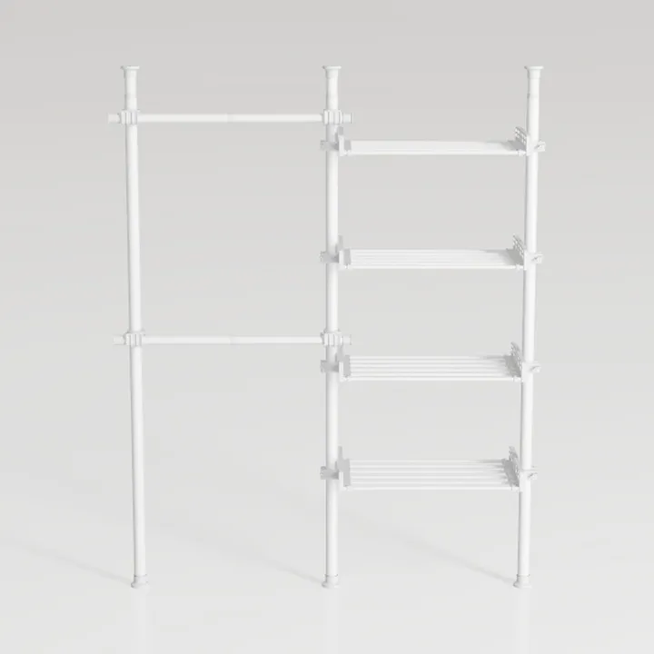 Minimalist White Metal Freestanding Storage Shelving Rack 3D Model