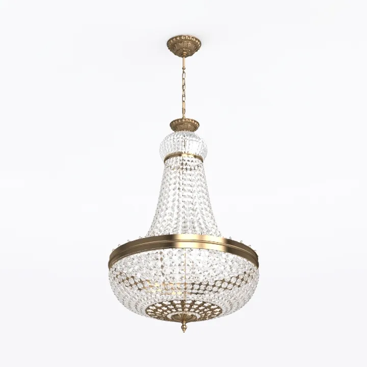 Vintage Brass Crystal Chandelier 3D Model