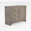 Rustic Solid Wood Storage Cabinet With Drawers And Door 3D Model Right 45 Degree View