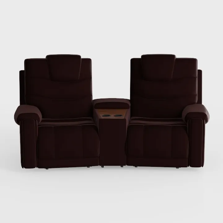 Modern Velvet Fabric 2 Seater Recliner Sofa with Center Console 3D Model