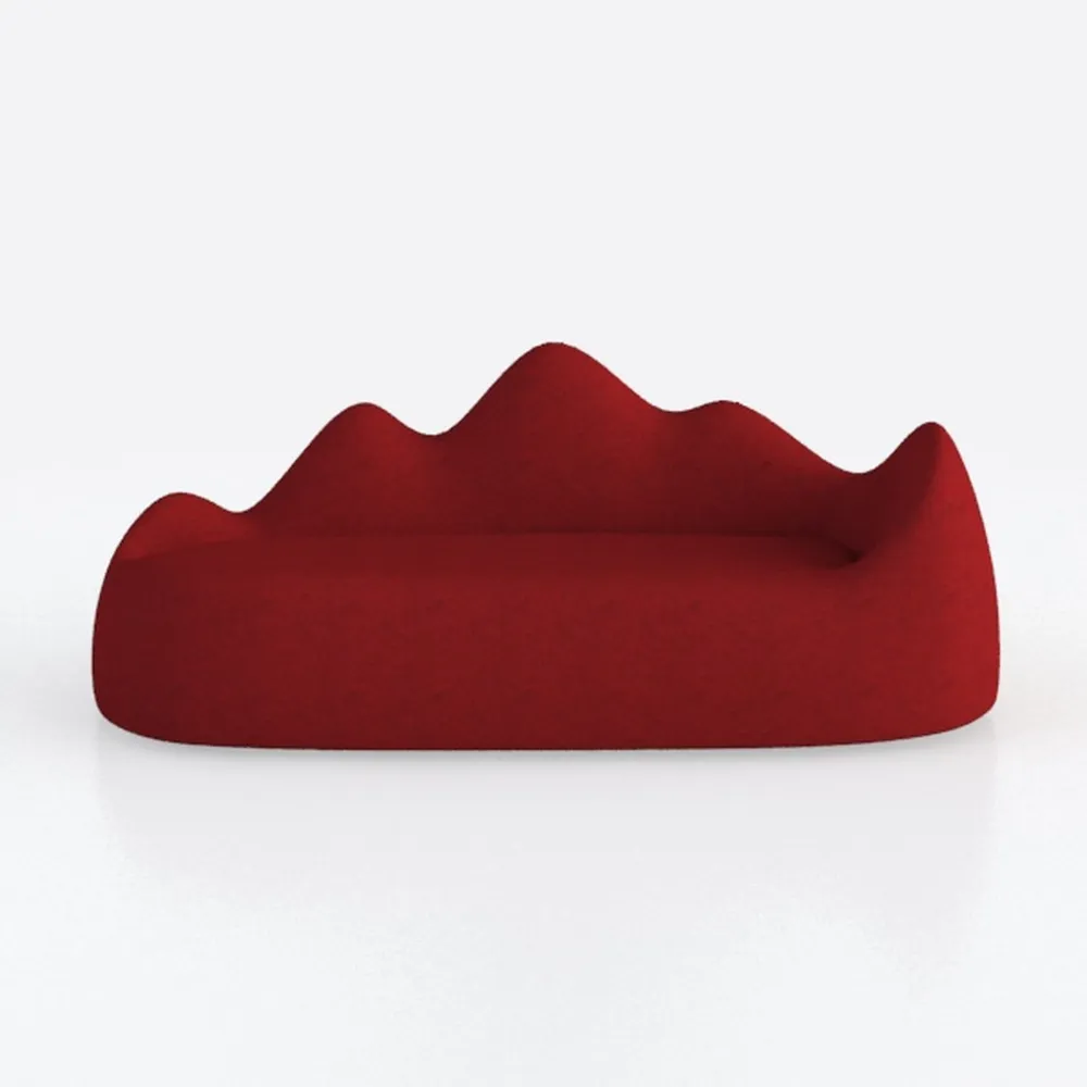 Lip-Shaped Velvet Loveseat Sofa, 80 Inch Red State