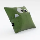 Cute Cartoon Green Fabric Throw Pillow Monster Decor 3D Model Right 45 Degree View