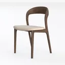 Minimalist Walnut Fabric Upholstered Dining Chair 3D Model Left 45 Degree View