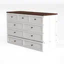 Minimalist White Walnut Solid Wood Dresser Storage Cabinet 3D Model Left 45 Degree View