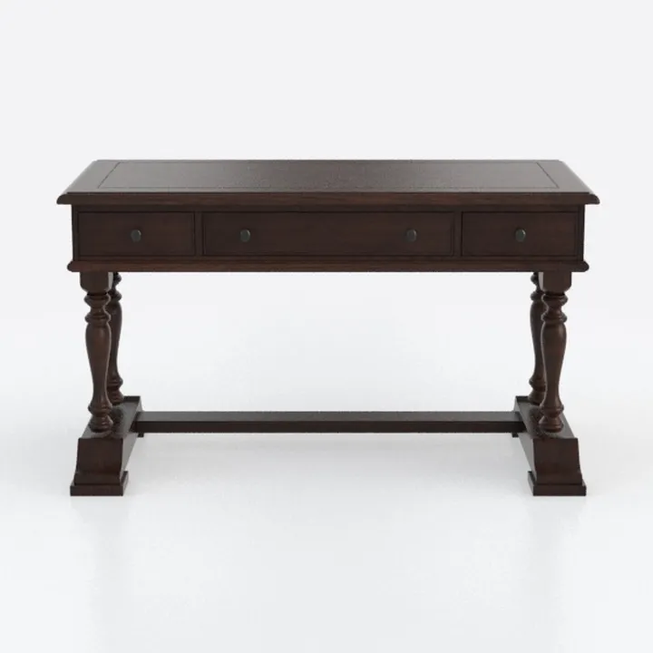 Vintage Solid Walnut Wood Writing Desk With Drawers 3D Model