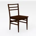 Minimalist Solid Walnut Wood Dining Chair 3D Model Right 45 Degree View