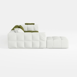 Modern Tufted Fabric Sectional Sofa with Ottoman 3D Model