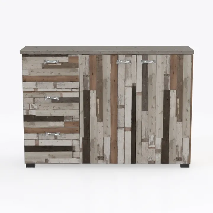 Rustic White Shoe Cabinet Storage with 2 Flip