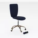 Minimalist Navy Fabric Office Chair with Gold Metal Base 3D Model Right 45 Degree View