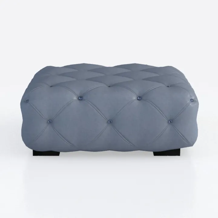 Contemporary Tufted Blue Fabric Ottoman 3D Model