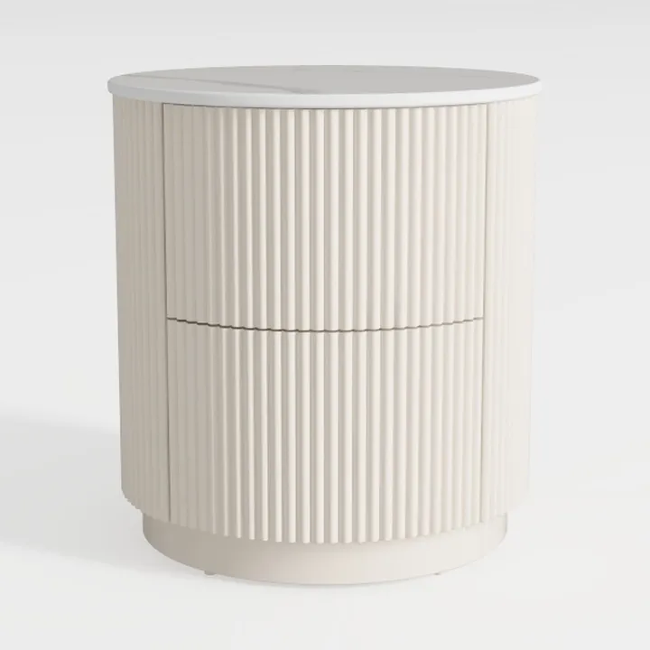 LINSY HOME Round Fluted End Table, Tall Side