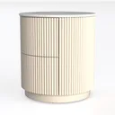 LINSY HOME Round Fluted End Table, Tall Side Left 45 Degree View