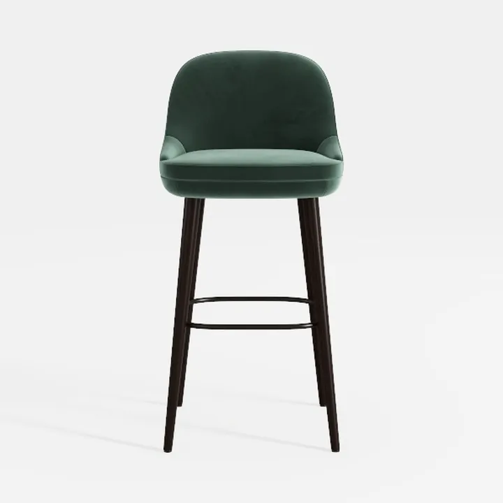 Modern Dark Green Velvet Bar Stool 3D Model