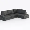 Modern Dark Fabric L Shaped Sectional Sofa with Throw Pillows 3D Model Right 45 Degree View