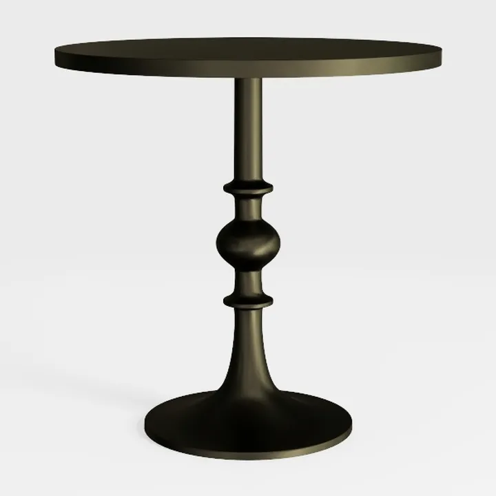 Modern Black Metal Round Side Table Ornate Pedestal Base 3D Model
