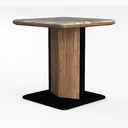 Modern Marble Top Solid Wood Metal Side End Table 3D Model Left 45 Degree View