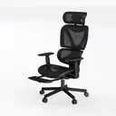 Black Mesh Ergonomic Office Chair High Back Adjustable 3D Model Left 45 Degree View