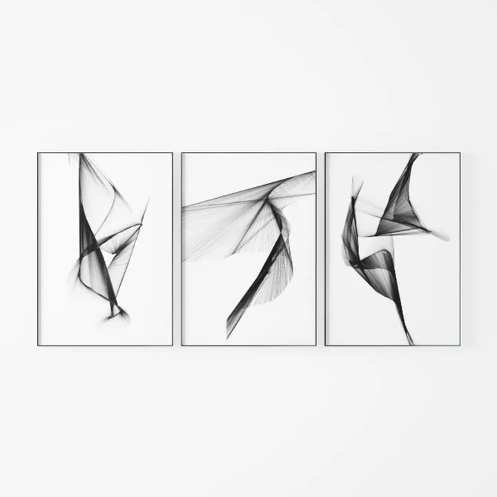 Minimalist Black Abstract Wall Art Prints Set of 3 3D Model