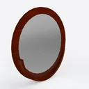 Modern Walnut Solid Wood Round Wall Mirror 3D Model Right 45 Degree View