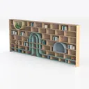 Modern Minimalist Solid Wood Creative Wall Bookshelf 3D Model Left 45 Degree View