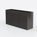 Minimalist Dark Solid Wood Sideboard Cabinet With Drawers 3D Model Left 45 Degree View