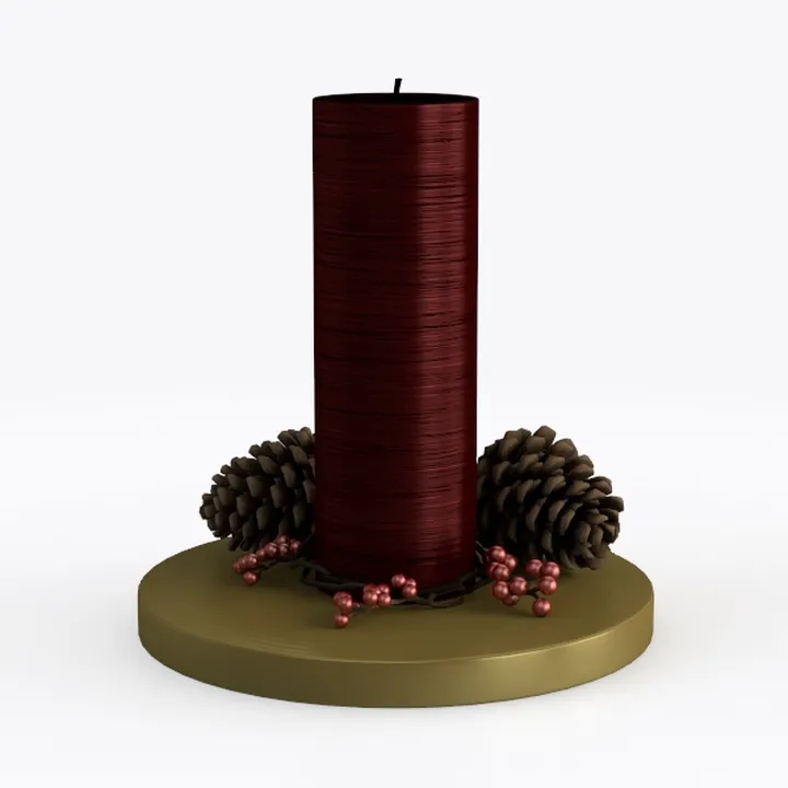 Festive Pinecone Berry Decorative Candle Holder 3D Model