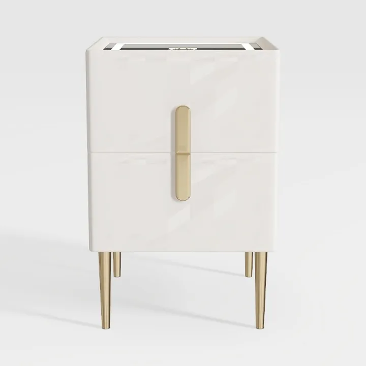 White Accent Storage Cabinet with Gold Handle