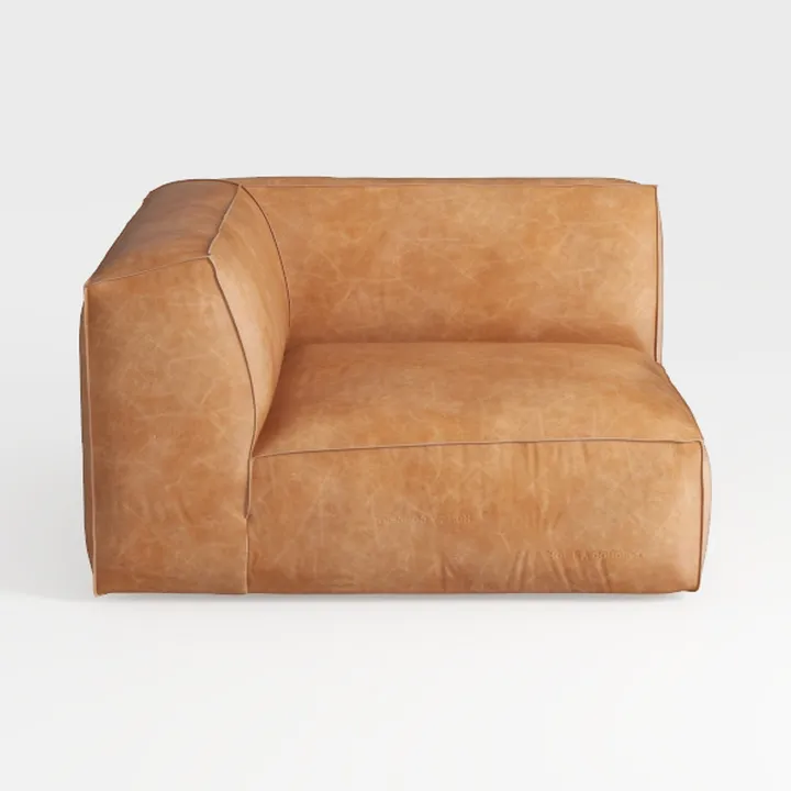 Minimalist Tan Leather Modular Armchair 3D Model