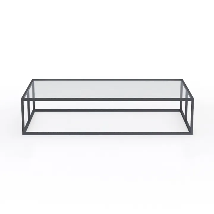 Minimalist Metal Glass Rectangular Coffee Table 3D Model