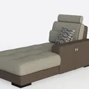 Modern Two Tone Fabric Chaise Lounge with Decorative Pillow 3D Model Left 45 Degree View