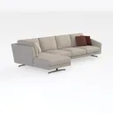 Minimalist Fabric L Shaped Sectional Sofa with Throw Pillows 3D Model Right 45 Degree View