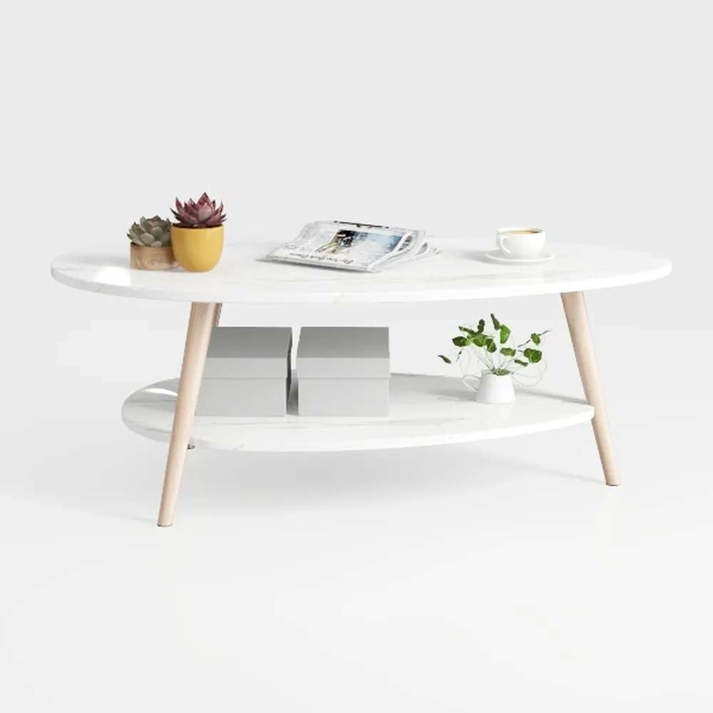Maupvit Coffee Table-Oval Wood Table with Open 