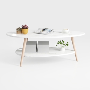 Maupvit Coffee Table-Oval Wood Table with Open 