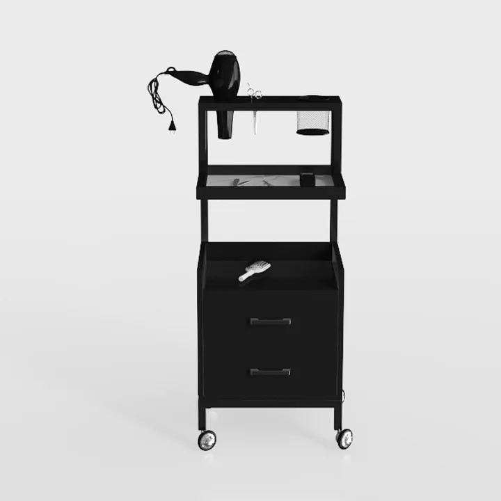 Modern Black Metal Mobile Salon Station Storage Trolley 3D Model