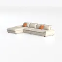 Modern Minimalist Fabric L Shape Sectional Sofa 3D Model Left 45 Degree View