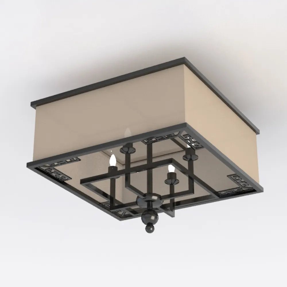 Flush Mount Outdoor Ceiling Light Fixture, 4 Light