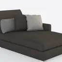 Modern Dark Fabric Chaise Lounge with Decorative Throw Pillows 3D Model Right 45 Degree View