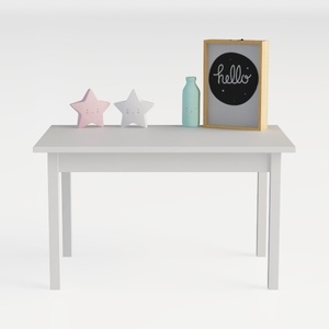 Minimalist White Solid Wood Kids Desk 3D Model