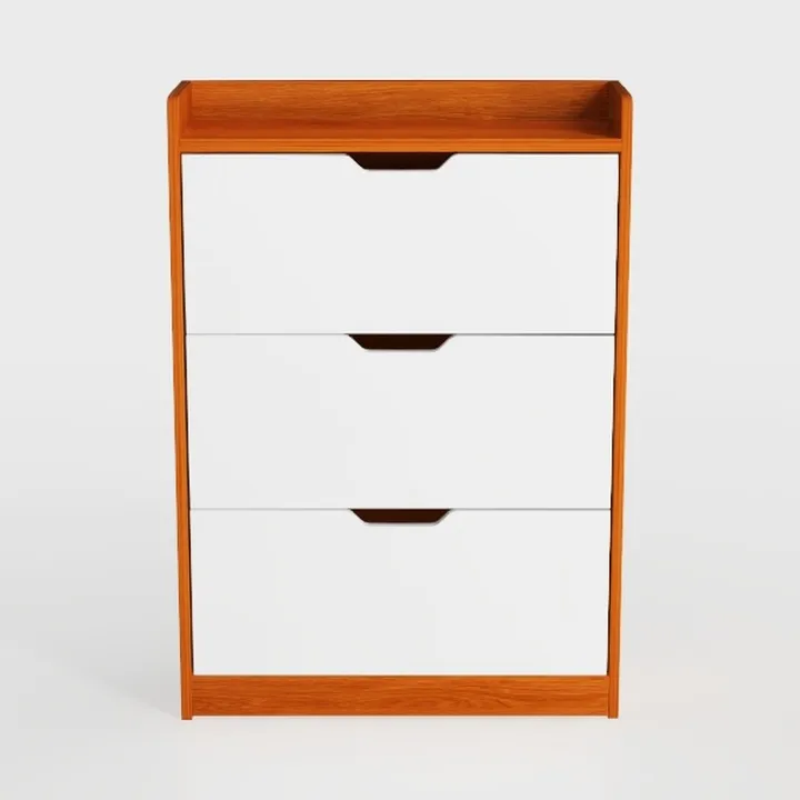 Minimalist Two Tone Solid Wood Three Drawer Storage Cabinet 3D Model