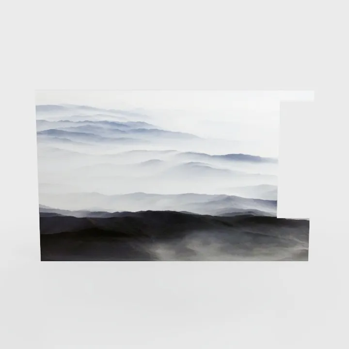 Minimalist Misty Mountain Landscape Wall Art Decor 3D Model