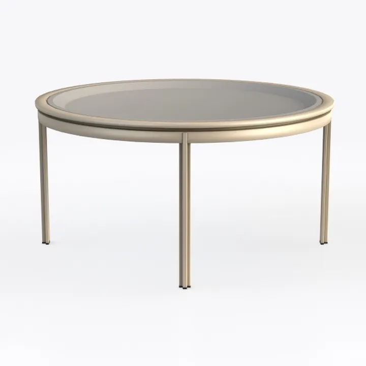 36 in. Clear/Matte Gold Medium Round Glass Coffee 