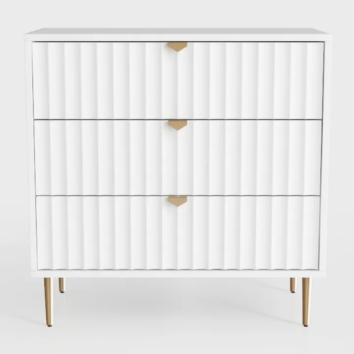 Fluted Dresser for Bedroom,3 Drawer Dresser for