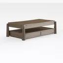 Minimalist Solid Wood Coffee Table With Storage Drawers 3D Model Right 45 Degree View