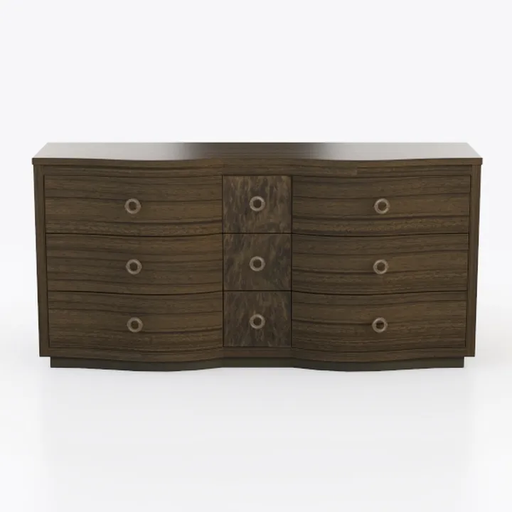Modern Solid Walnut Wood 7 Drawer Dresser Cabinet 3D Model