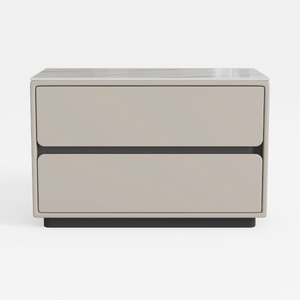 Minimalist Marble Top Solid Wood Nightstand 3D Model
