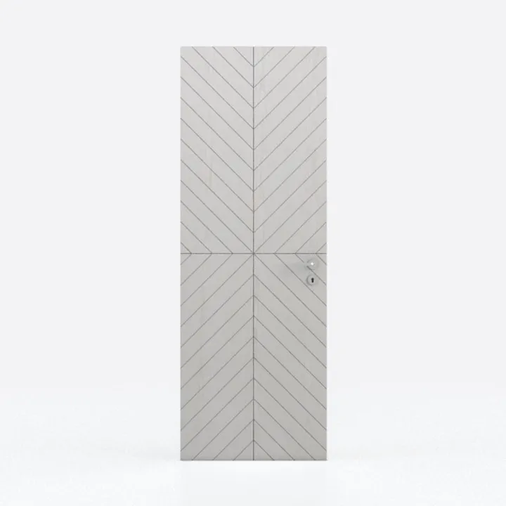 Minimalist Chevron Pattern Solid Wood Interior Door 3D Model