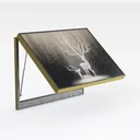 Modern Art Decorative Glass Top Metal Frame Coffee Table 3D Model Right 45 Degree View